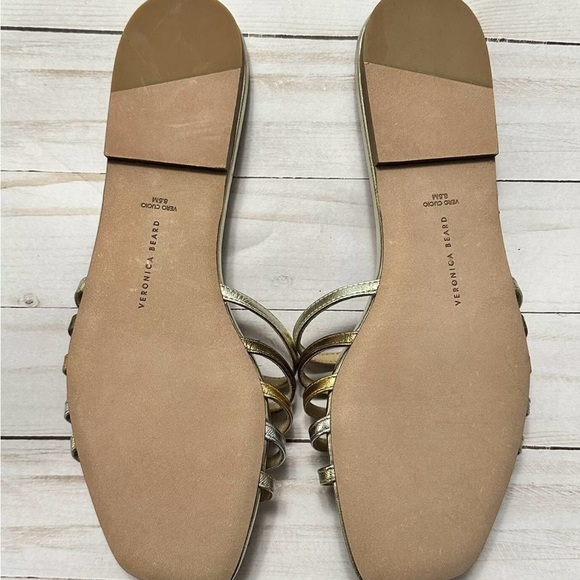 NIB Veronica Beard Mazon silver gold bronze metallic flats sandals, size 8.5 - Picture 6 of 9